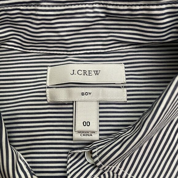 J.Crew Boy Fit Everyday Shirt Womens 4 Black White Striped Long Sleeve Cotton - Picture 4 of 11